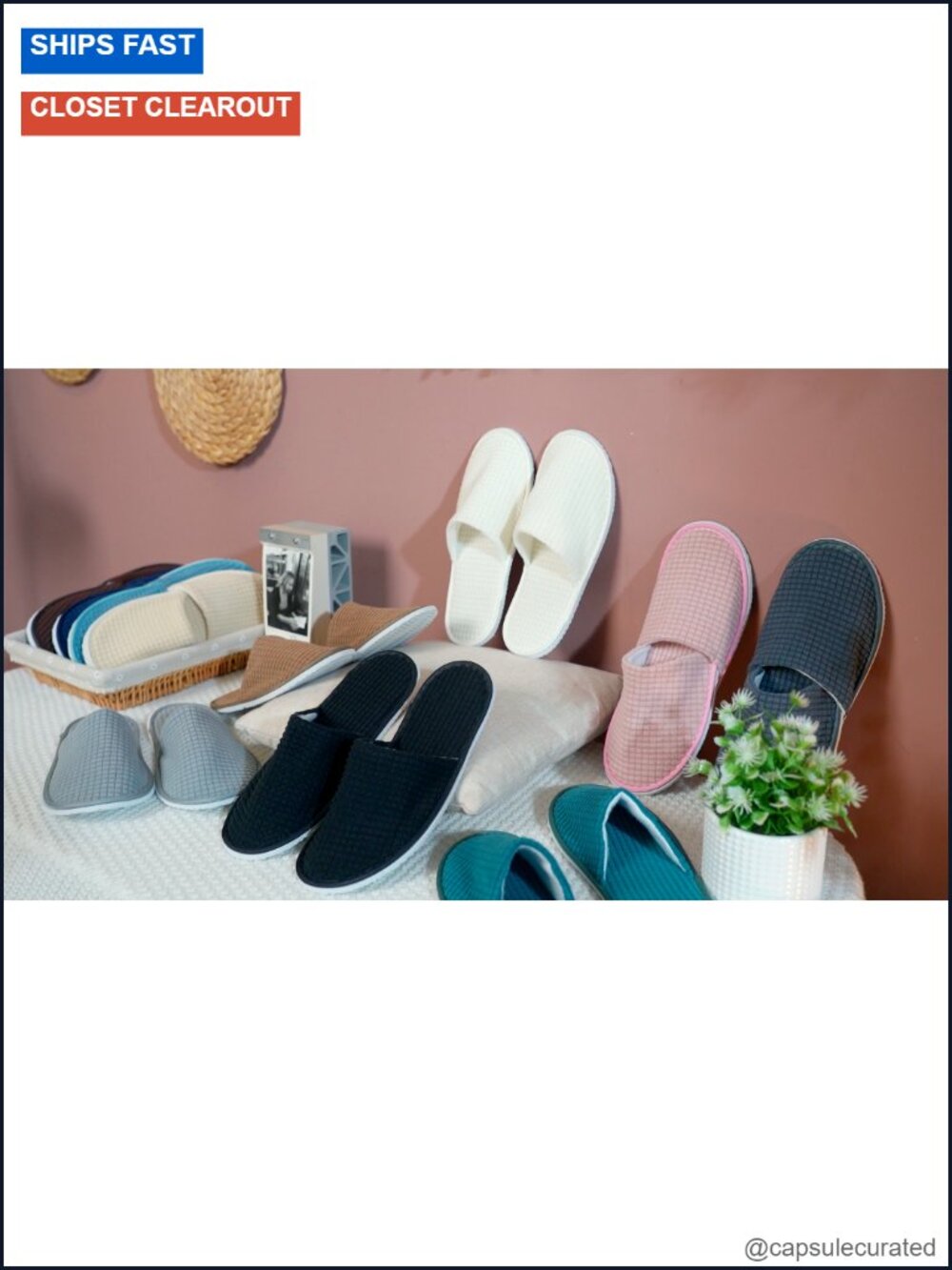 12 Pair Non Slip Disposable Slippers for Guests Travel Spa Wedding Party - Picture 6 of 6